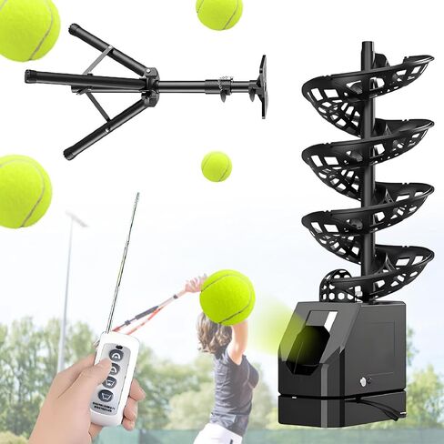 Tennis Ball Tosser with Oscillating Base, Adjustable Speed & Height, Auto Swing Launch Port, 5200mAh Powered, Suitable for All Skill Levels in Saudi Arabia