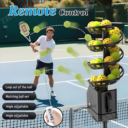 Tennis Ball Tosser with Oscillating Base, Adjustable Speed & Height, Auto Swing Launch Port, 5200mAh Powered, Suitable for All Skill Levels in Saudi Arabia