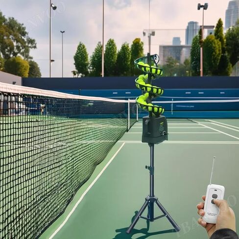 Tennis Ball Tosser with Oscillating Base, Adjustable Speed & Height, Auto Swing Launch Port, 5200mAh Powered, Suitable for All Skill Levels in Saudi Arabia