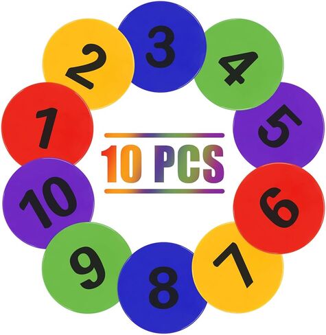 علامات بقع بولي مرقمة 9 بوصة لأرضية صالة الألعاب الرياضية مع أرقام، 10 قطع من نقاط أرضية مطاطية غير قابلة للانزلاق علامات خفة الحركة المخاريط المسطحة للتدريب الرياضي على كرة القدم، والرقص، وأنشطة الفصول الدراسية in Kuwait