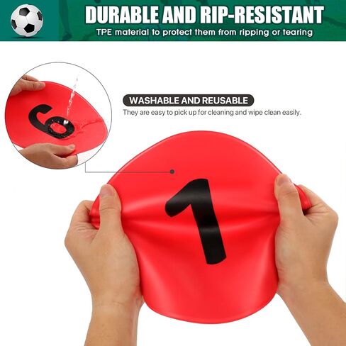 علامات بقع بولي مرقمة 9 بوصة لأرضية صالة الألعاب الرياضية مع أرقام، 10 قطع من نقاط أرضية مطاطية غير قابلة للانزلاق علامات خفة الحركة المخاريط المسطحة للتدريب الرياضي على كرة القدم، والرقص، وأنشطة الفصول الدراسية in Kuwait