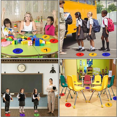 علامات بقع بولي مرقمة 9 بوصة لأرضية صالة الألعاب الرياضية مع أرقام، 10 قطع من نقاط أرضية مطاطية غير قابلة للانزلاق علامات خفة الحركة المخاريط المسطحة للتدريب الرياضي على كرة القدم، والرقص، وأنشطة الفصول الدراسية in Kuwait