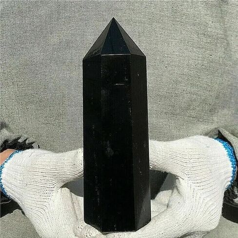 1 قطعة 900-1000 جرام برج نقطة كريستال كوارتز التورمالين الأسود مصقول in Kuwait