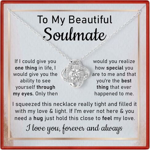 To My Beautiful Soulmate Necklace Gift for Her, Wedding Anniversary Jewelry for Women, Soulmate Birthday Jewelry for Wife from Husband, Soulmate Christmas Jewelry For Wife with Message Card. in Saudi Arabia
