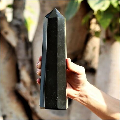 1 قطعة 350-500 جرام عمود التورمالين الأسود برج حجر الكوارتز الكريستال in Kuwait
