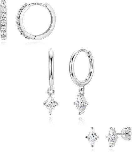 مجموعة أقراط هاجي هوب صغيرة من الذهب عيار 14 قيراط للنساء، أقراط غضروفية أنيقة مطلية بالذهب لثقب متعدد، أقراط متدلية مضادة للحساسية، أقراط مسمارية لهدايا مجوهرات البنات in Kuwait