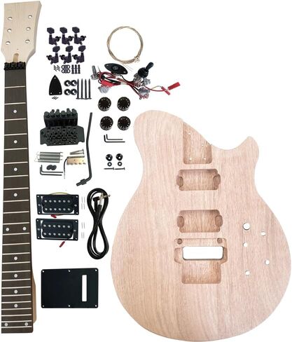 مجموعة جيتار كهربائي للمبتدئين مكونة من 6 أوتار مصنوعة من خشب الماهوجني ورقبة خشب القيقب الصلب ولوحة أصابع من خشب الورد قم ببناء جيتارك الخاص. in Kuwait