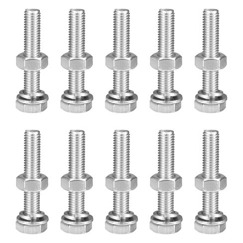 uxcell M10 x 120mm Hex Head Screws Bolts, Nuts, Flat & Lock Washers Kits, 304 Stainless Steel Fully Thread Hexagon Bolts 10 Sets in Saudi Arabia