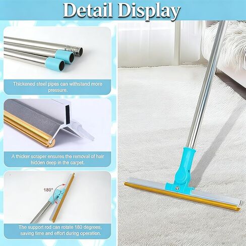 Pet Hair Removal Carpet Rake, 2-in-1 Pet Hair Removal Tool with Water Brush, Adjustable Handle, Dog and Cat Brush and Scraper, Suitable for Carpets, Floor Mats, Sofas, Furniture and Car Interiors in Saudi Arabia