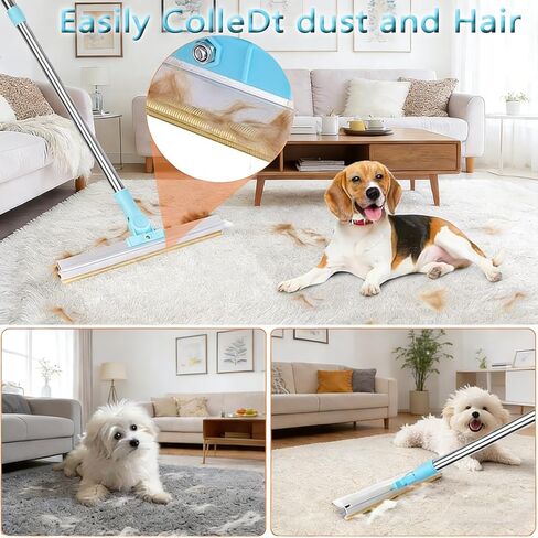 Pet Hair Removal Carpet Rake, 2-in-1 Pet Hair Removal Tool with Water Brush, Adjustable Handle, Dog and Cat Brush and Scraper, Suitable for Carpets, Floor Mats, Sofas, Furniture and Car Interiors in Saudi Arabia