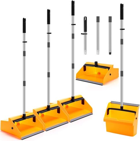 Didaey 1 Pcs Commercial Dustpan with Comb 38" Long Handle Upright Heavy Duty Dust Pan Outdoor Indoor for Courtyards Garages Lobby Mall Market Market Floors Office Pet Hair Rubbish Cleaning in Saudi Arabia
