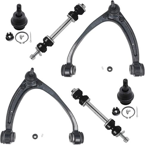 Detroit Axle - 6pc الطففة الأمامية لـ Chevy Silverado GMC Sierra Yukon XL 1500 Tahoe Avalanche Escalade ESV Ext ، 2 أذرع التحكم العليا 2 مفاصل الكرة السفلى 2 روابط تثبيت شريط التأثير in Saudi Arabia