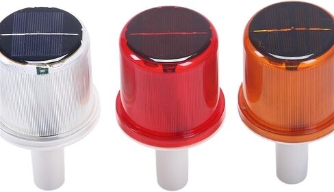 Solar Powered Waterproof LED Warning Strobe Light Signal Ship Flashing Tower Crane Traffic Construction Night Ship Strobe Light(Yellow) in Saudi Arabia