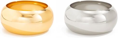 أساور ذهبية مكتنزة أساور للنساء العصرية سوار فضي مكدس الحد الأدنى مجوهرات الإسورة واسعة in Kuwait