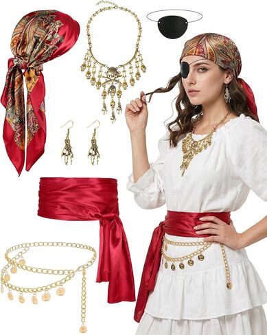 ملحقات أزياء القراصنة المحددة للنساء الرجال 6pcs القراصنة الحجاب الشرير in Kuwait