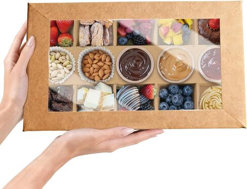 8-Compartment Picnic Box With Lids 10PK, White Divided Cardboard Serving Tray Box With Ketchup Holder for 4-8 Persons Takeout 12.5x9.3x2in in Saudi Arabia