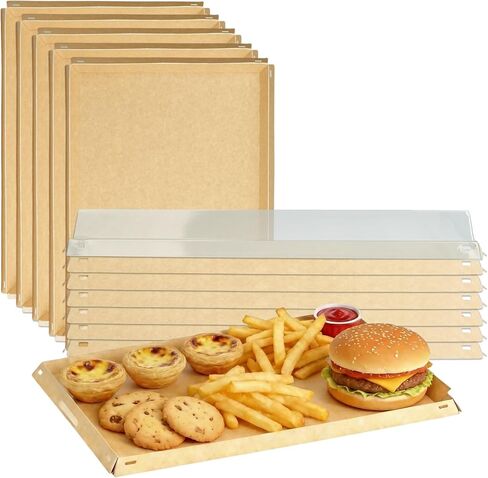 5 Pcs Serving Trays Sets Catering Trays with Lids, Paper Charcuterie Boxes with Clear Lids, Party Platters Take Out Food Containers for Snacks Fruit Cookies Dessert Sandwiches(16.5 × 11× 2 inch) in Saudi Arabia
