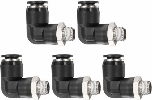 HARFINGTON 10pcs Push to Connect Tube Fitting 1/8" BSPT Male Thread x 6mm ID 90 Degree Pneumatic Quick Connect Air Fittings, Black in Saudi Arabia