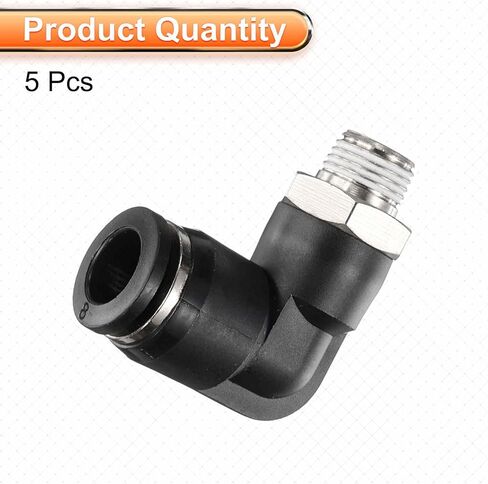 HARFINGTON 10pcs Push to Connect Tube Fitting 1/8" BSPT Male Thread x 6mm ID 90 Degree Pneumatic Quick Connect Air Fittings, Black in Saudi Arabia