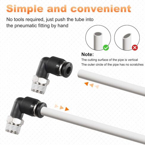 HARFINGTON 10pcs Push to Connect Tube Fitting 1/8" BSPT Male Thread x 6mm ID 90 Degree Pneumatic Quick Connect Air Fittings, Black in Saudi Arabia