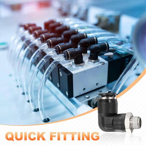 HARFINGTON 10pcs Push to Connect Tube Fitting 1/8" BSPT Male Thread x 6mm ID 90 Degree Pneumatic Quick Connect Air Fittings, Black in Saudi Arabia