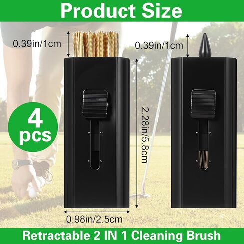 4Pcs Retractable Golf Club Brushes Groove Cleaner,Black Portable Golf Groove Cleaner - Double Head Type,Pocket Size in Saudi Arabia