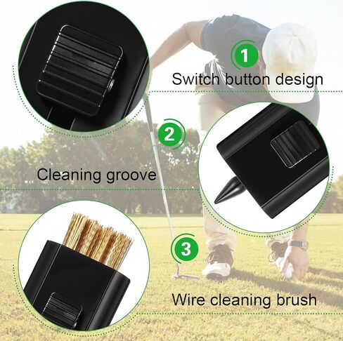 4Pcs Retractable Golf Club Brushes Groove Cleaner,Black Portable Golf Groove Cleaner - Double Head Type,Pocket Size in Saudi Arabia