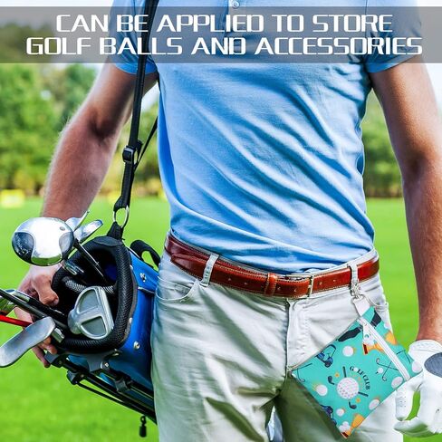 Silkfly 4 Pcs Golf Tee Bag 5.62 x 6.87 Inch Zipper Pouch Tee Holder Pouch with Metal Lobster Claw Clip Gifts Accessories for Men Women Golf Lover Player, 4 Styles(Stylish) in Saudi Arabia