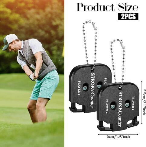2 PCS Golf Score Counter, Portable Square Golf Stroke Counter for 2 Players, Mini Score Keeper Counters Clicker with Hanging Rope for Sport Competitions Games Scores in Saudi Arabia