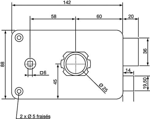 Vachette PS Series Horizontal Straight Draw Entry Door Lock - 674CC70/SC D - 5-Pin Cylinder Security, 70mm Axle, Hunt Horn Opening, 3 Keys, Grey in Saudi Arabia