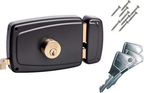 Vachette PS Series Horizontal Straight Draw Entry Door Lock - 674CC70/SC D - 5-Pin Cylinder Security, 70mm Axle, Hunt Horn Opening, 3 Keys, Grey in Saudi Arabia