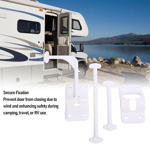 Estink 90 درجة T نمط RV حامل باب الدخول تثبيت آمن لمقطورة Campervan مع مادة ABS عالية القوة متعددة الوظائف مزلاج الباب للاستخدام التجاري في ساحة المنزل (أبيض) in Kuwait