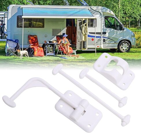 Estink 90 درجة T نمط RV حامل باب الدخول تثبيت آمن لمقطورة Campervan مع مادة ABS عالية القوة متعددة الوظائف مزلاج الباب للاستخدام التجاري في ساحة المنزل (أبيض) in Kuwait