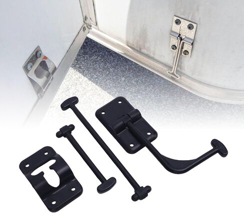 Estink 90 درجة T نمط RV حامل باب الدخول تثبيت آمن لمقطورة Campervan مع مادة ABS عالية القوة متعددة الوظائف مزلاج الباب للاستخدام التجاري في ساحة المنزل (أسود) in Kuwait