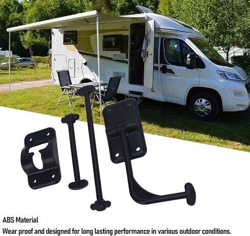 Estink 90 درجة T نمط RV حامل باب الدخول تثبيت آمن لمقطورة Campervan مع مادة ABS عالية القوة متعددة الوظائف مزلاج الباب للاستخدام التجاري في ساحة المنزل (أسود) in Kuwait