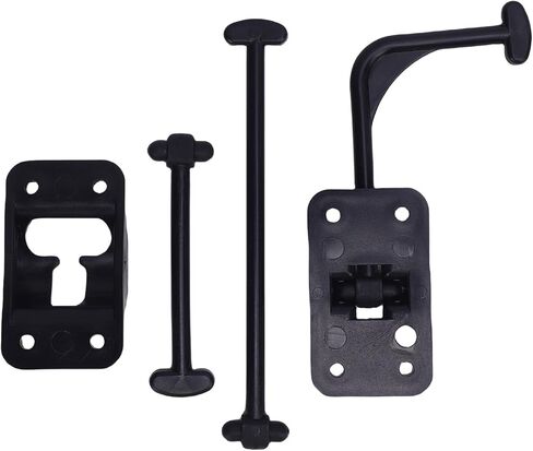 Estink 90 درجة T نمط RV حامل باب الدخول تثبيت آمن لمقطورة Campervan مع مادة ABS عالية القوة متعددة الوظائف مزلاج الباب للاستخدام التجاري في ساحة المنزل (أسود) in Kuwait