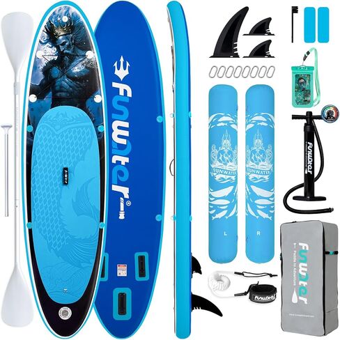 FunWater SUP Inflatable Stand Up Paddle Board 10'6×33"×6" Ultra-Light Inflatable Paddleboard with ISUP Accessories,Fins,Adjustable Paddle, Pump,Backpack in Saudi Arabia