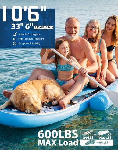 FunWater SUP Inflatable Stand Up Paddle Board 10'6×33"×6" Ultra-Light Inflatable Paddleboard with ISUP Accessories,Fins,Adjustable Paddle, Pump,Backpack in Saudi Arabia