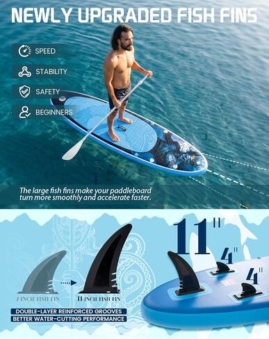 FunWater SUP Inflatable Stand Up Paddle Board 10'6×33"×6" Ultra-Light Inflatable Paddleboard with ISUP Accessories,Fins,Adjustable Paddle, Pump,Backpack in Saudi Arabia