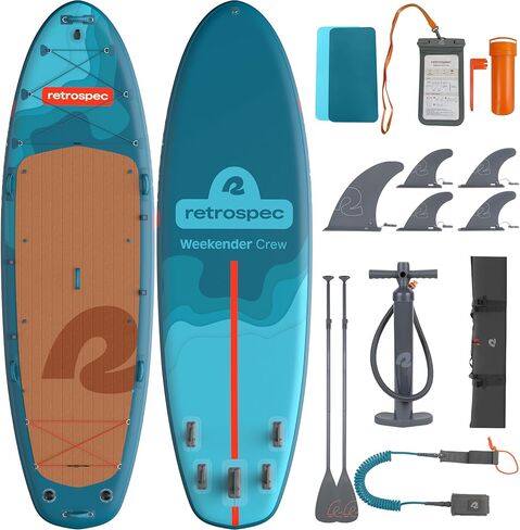 Retrospec Weekender Crew Inflatable Paddle Board - 12ft & 15ft XL Multi-Person iSUP with 400 & 1050lb Capacity & No-Slip Deck - Includes 2 Paddles & Accessories in Saudi Arabia