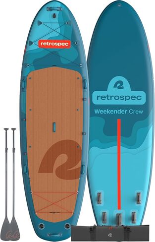 Retrospec Weekender Crew Inflatable Paddle Board - 12ft & 15ft XL Multi-Person iSUP with 400 & 1050lb Capacity & No-Slip Deck - Includes 2 Paddles & Accessories in Saudi Arabia