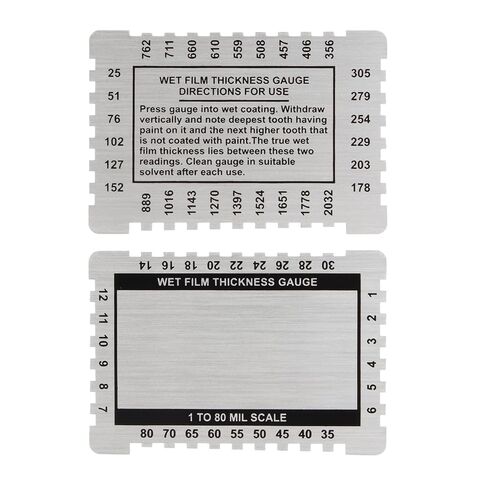 قطعتان من مشط قياس سمك الغشاء الرطب من الألومنيوم، مشط ثنائي النطاق بمقياس سمك 1-80 مل، أداة فحص وخطوة لدهانات الراتنجات in Kuwait