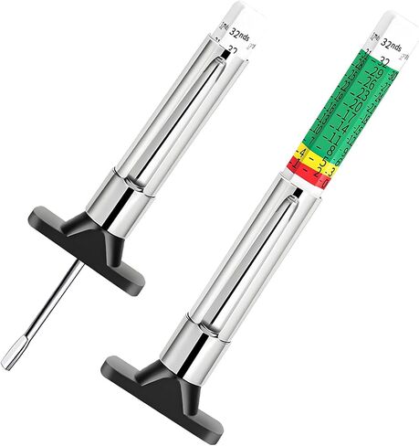 2PCS Car Tire Tread Depth Gauge, 32nds Smart Color Coded Automotive Tire Thread Depth Checker Meter Tool, Professional Tyre Measurement Gauge Tool for Cars Trucks Motorcycles in Saudi Arabia