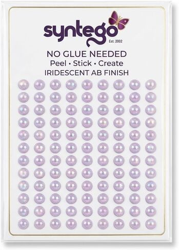 Syntego 200 AB Lilac Purple Round Pearls 6mm Flat Backed Round Self Adhesive Beads in Kuwait