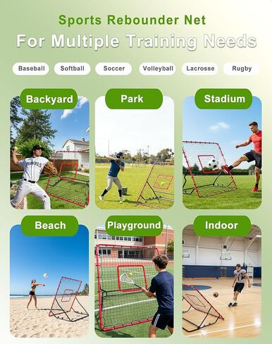 Baseball Rebounder Net Weighted Steel Frame Baseball Net 4 Adjustable Angles Anti-Skid Baseball Bounce Back Net with Flexible Target Webbing & 8 Stakes for Volleyball Softball Lacrosse (48x52inch) in Saudi Arabia