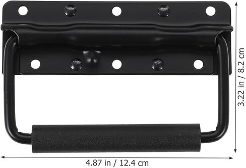 Holibanna 4pcs Black 125mm Spring Loaded Metal Case Handles, Heavy Duty Folding Pull Handles for Toolbox, Storage Chest, and Cabinet Use in Kuwait