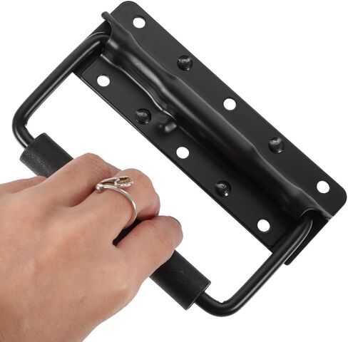 Holibanna 4pcs Black 125mm Spring Loaded Metal Case Handles, Heavy Duty Folding Pull Handles for Toolbox, Storage Chest, and Cabinet Use in Kuwait