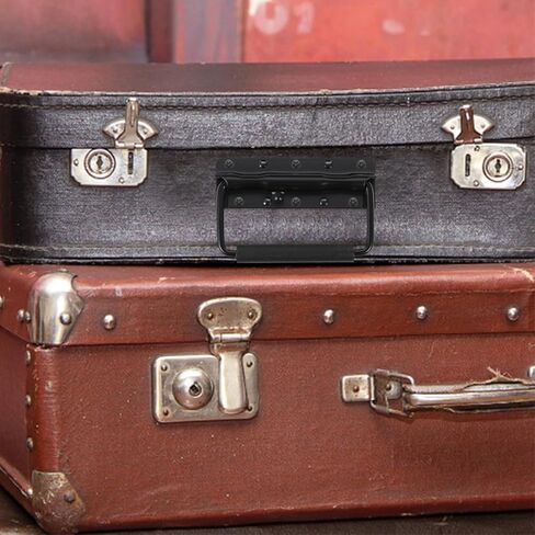 Holibanna 4pcs Black 125mm Spring Loaded Metal Case Handles, Heavy Duty Folding Pull Handles for Toolbox, Storage Chest, and Cabinet Use in Kuwait