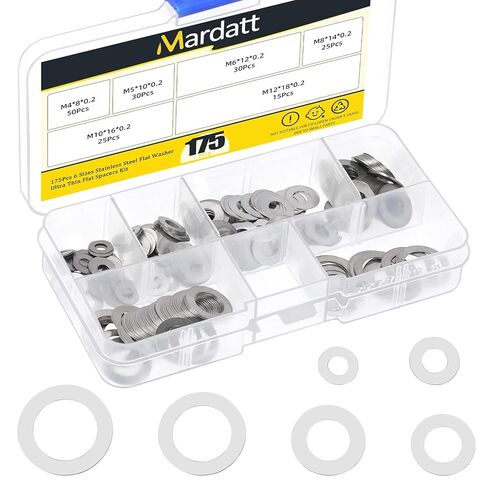 175Pcs 304 Stainless Steel Flat Washers, M4 M5 M6 M8 M10 M12 Fender Shim Washers, Round Flat Spacer, Repair Washer for Bolts, Automotive, Construction, Industrial, and DIY Use in Saudi Arabia