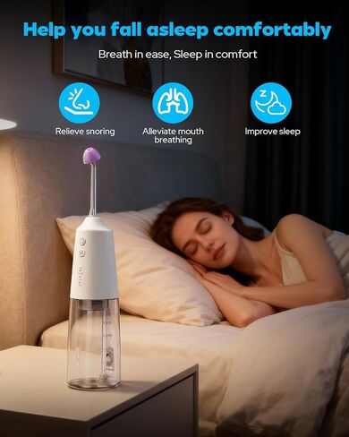 Nasal Irrigation System 300ml Tank with 6 Nozzles & 40 Salt Packets, Cordless Electric Nasal Rinse Machine for Sinus Relief & Allergies, Neti Pot with Customizable DIY Mode for Adult & Kid IPX7 in Kuwait